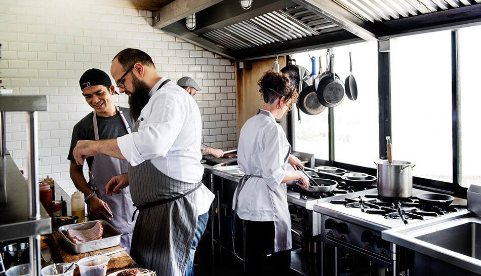 Working in the kitchen
